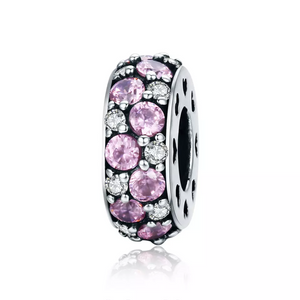 Pink Sparkle Spacer Charm 925 Sterling Silver