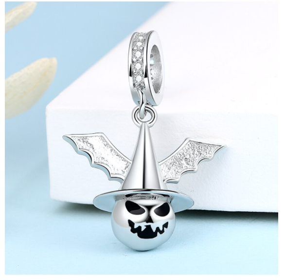 SUNNYCLUE 1 Box 10pcs Stainless Steel Halloween Charms Witch Charm Wizard Hat Charms Laser Cut Magic Fairy Flying Broom Charm