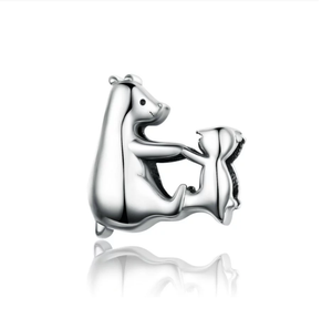 Mama Bear & Baby Charm 925 Sterling Silver