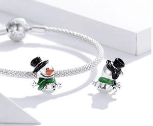 Colorful Snowman Charm 925 Sterling Silver