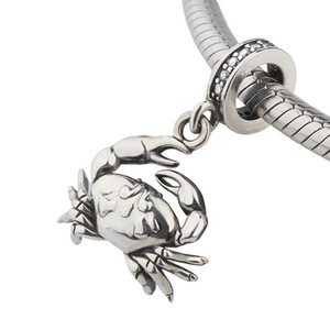 Crystal Crab Dangle Charm 925 Sterling Silver