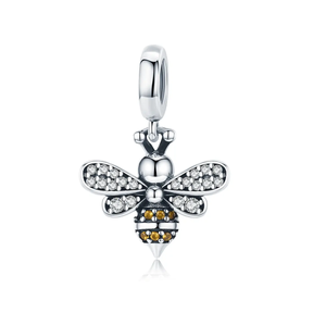 Sparkling Crystal Bee Dangle Charm 925 Sterling Silver | Loulu Charms