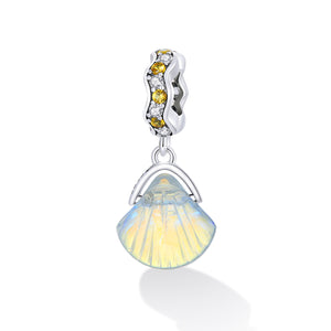 Seashell Sunshine Crystal Dangle Charm 925 Sterling Silver