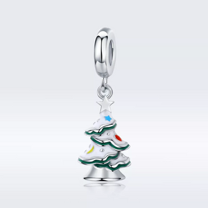 White Christmas Tree Charm 925 Sterling Silver