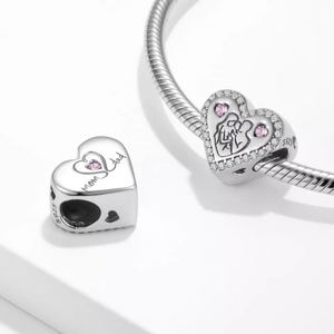 Crystallized Newborn Family Heart Charm 925 Sterling Silver