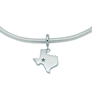 Heartland Texas State Map Dangle Charm 925 Sterling Silver