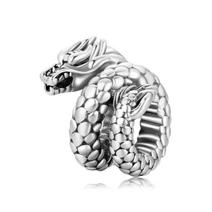 Coiled Dimensional Dragon Charm 925 Sterling Silver