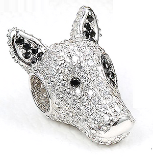 Bull Terrier Rhinestone Charm 925 Sterling Silver