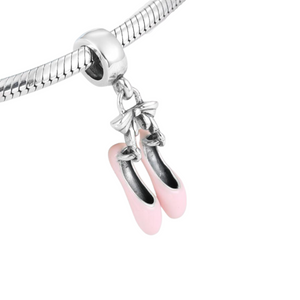 Baby Pink Ballet Slippers Charm 925 Sterling Silver