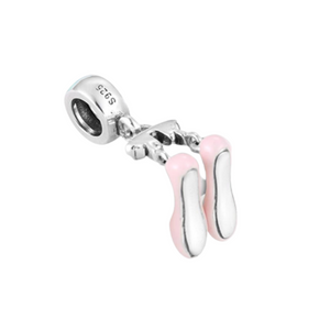 Baby Pink Ballet Slippers Charm 925 Sterling Silver