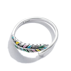 Autumn Feather Bypass Ring Sterling Silver