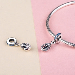 Acorn Crystal Birdcage Charm 925 Sterling Silver