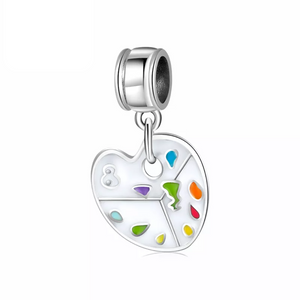 Artist's Painting Palette Dangle Charm 925 Sterling Silver