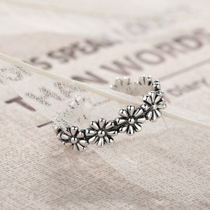 Daisy Meadow Cuff Ring Sterling Silver