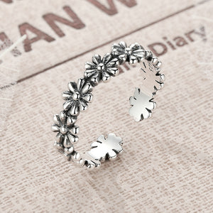 Daisy Meadow Cuff Ring Sterling Silver