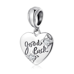 Good Luck Heart Charm 925 Sterling Silver