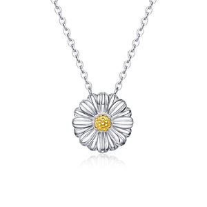Floating Daisy Necklace Sterling Silver
