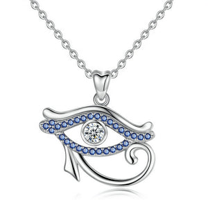 Egyptian Eye of Horus Crystal Necklace Sterling Silver