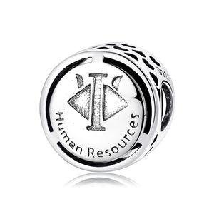 Human Resources HR Charm 925 Sterling Silver
