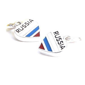 Russian Flag Heart Charm 925 Sterling Silver