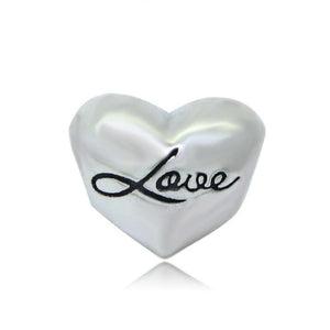 Cursive Love Heart Charm 925 Sterling Silver