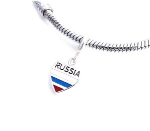 Russian Flag Heart Charm 925 Sterling Silver
