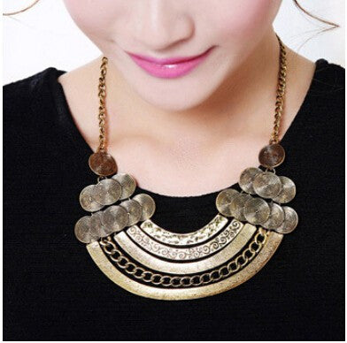 Statement Necklace for Women, Boho Collar Choker Coin Tassel Ethnic Gypsy  Chunky | eBay