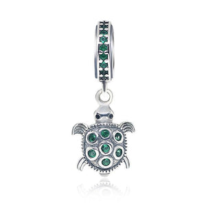 Emerald Crystal Turtle Charm 925 Sterling Silver