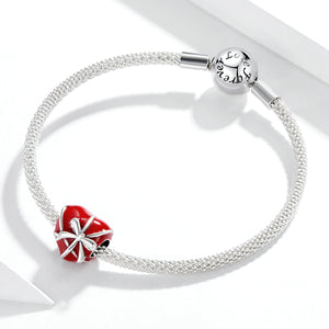 Gift of Love Red Enamel Heart Charm 925 Sterling Silver