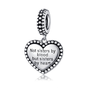 Sisters by Heart Dangle Charm 925 Sterling Silver