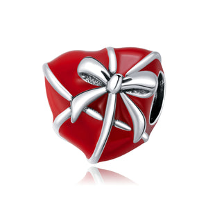 Gift of Love Red Enamel Heart Charm 925 Sterling Silver