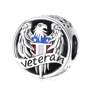 USA Veteran Charm 925 Sterling Silver