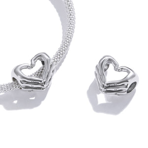 Hands Making a Heart Charm 925 Sterling Silver