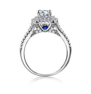 Engagement Rings Set 2.4 Ct Princess Cut CZ Sterling Silver