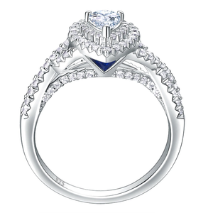 Pear Shape Engagement Rings Set 1.7 Ct Princess Cut CZ Sterling Silver