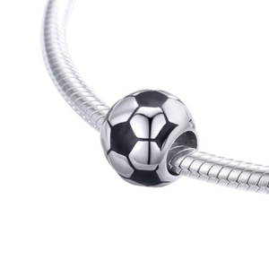 Shiny Soccer Ball Bead Charm 925 Sterling Silver
