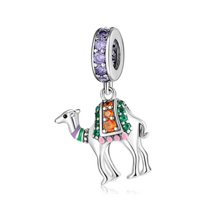Crystal Safari Camel Dangle Charm 925 Sterling Silver
