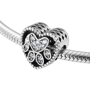 Dog Paw Basket Heart Charm 925 Sterling Silver