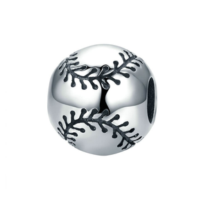 Shiny Baseball Bead Charm 925 Sterling Silver