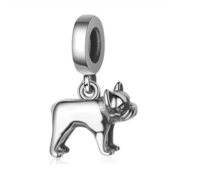 Adorable French Bulldog Dangle Charm 925 Sterling Silver