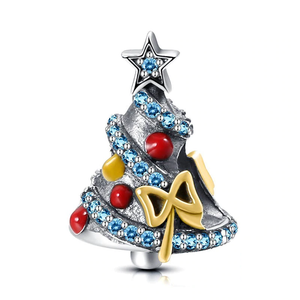 Decorated Christmas Tree Charm 925 Sterling Silver