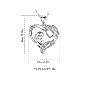Double Halo Heart Mother & Daughter Crystal Necklace Sterling Silver