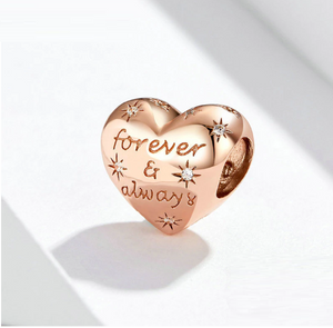 Rose Gold Starry Sky Forever & Always Charm in 925 Sterling Silver