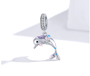 Jumping Dolphin Charm 925 Sterling Silver