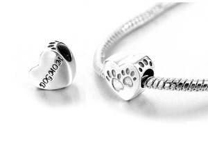 Sweet Dog Mom Heart Charm 925 Sterling Silver