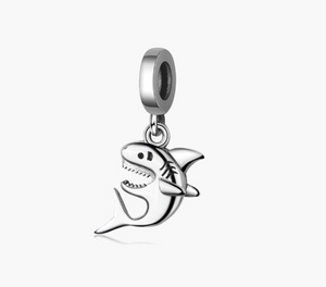 Happy Shark Charm 925 Sterling Silver