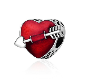 First Love Cupid’s Arrow Heart Charm 925 Sterling Silver