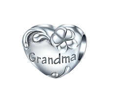 925 Sterling Silver Antique Heart Charm Bead - For European Bracelets & Necklaces