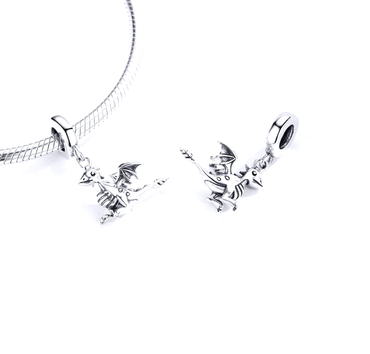 Magical Dragon Dangle Charm Silver fit Charm Bracelet Loulu Charms