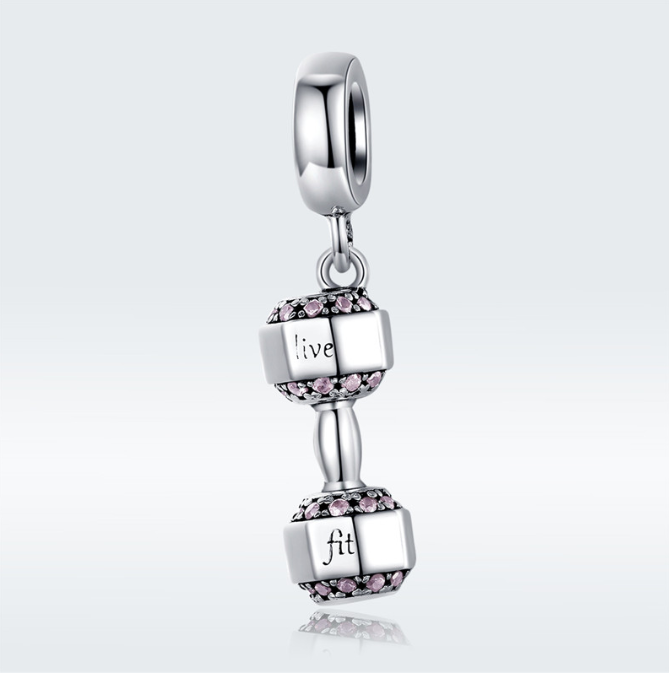 Fit Fab Inspirational Dumbbell Charm Sterling Silver Loulu Charms
